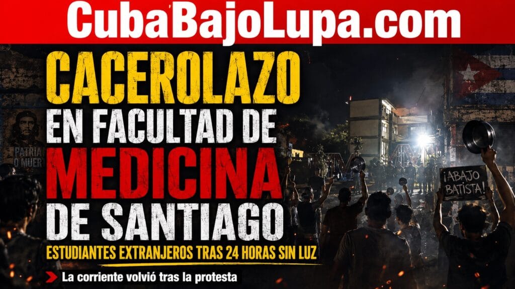 ESTUDIANTES EXTRANJEROS DE MEDICINA HACEN CACEROLAZO EN SANTIAGO DE CUBA TRAS 24 HORAS SIN LUZ