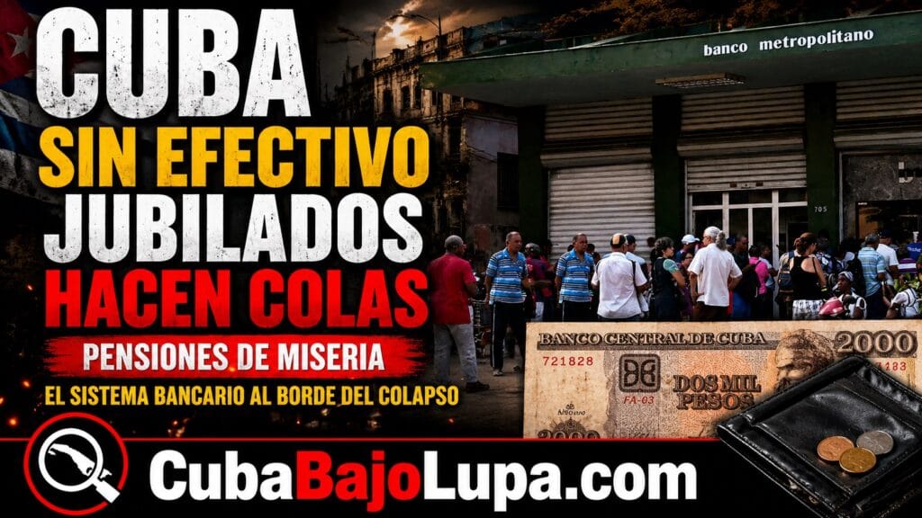 CUBA SIN LUZ… Y AHORA TAMBIÉN SIN EFECTIVO: JUBILADOS HACEN COLAS PARA COBRAR EL EQUIVALENTE A CUATRO EUROS MENSUALES