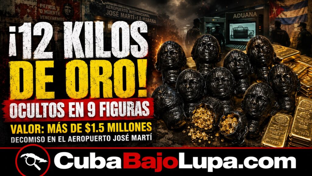¡MÁS DE 12 KILOS DE ORO OCULTOS EN UNAS BURDAS MÁSCARAS PINTADAS DE NEGRO FUERON DETECTADOS SALIENDO DE CUBA!