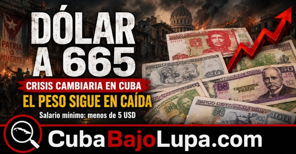 EL PESO CUBANO SE HUNDE: DÓLAR A 665, EURO A 765 Y LA MLC SE DISPARA
