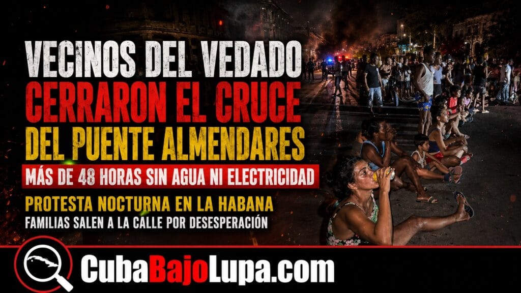 VECINOS DEL VEDADO CERRARON EL CRUCE DEL PUENTE ALMENDARES TRAS MÁS DE 48 SIN AGUA NI ELECTRICIDAD