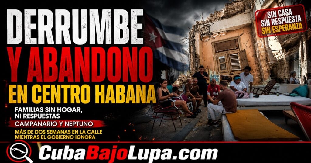 DERRUMBE EN CENTRO HABANA DEJA A FAMILIAS VIVIENDO ENTRE COLCHONES Y PERTENENCIAS EN LA CALLE DESDE HACE DOS SEMANAS