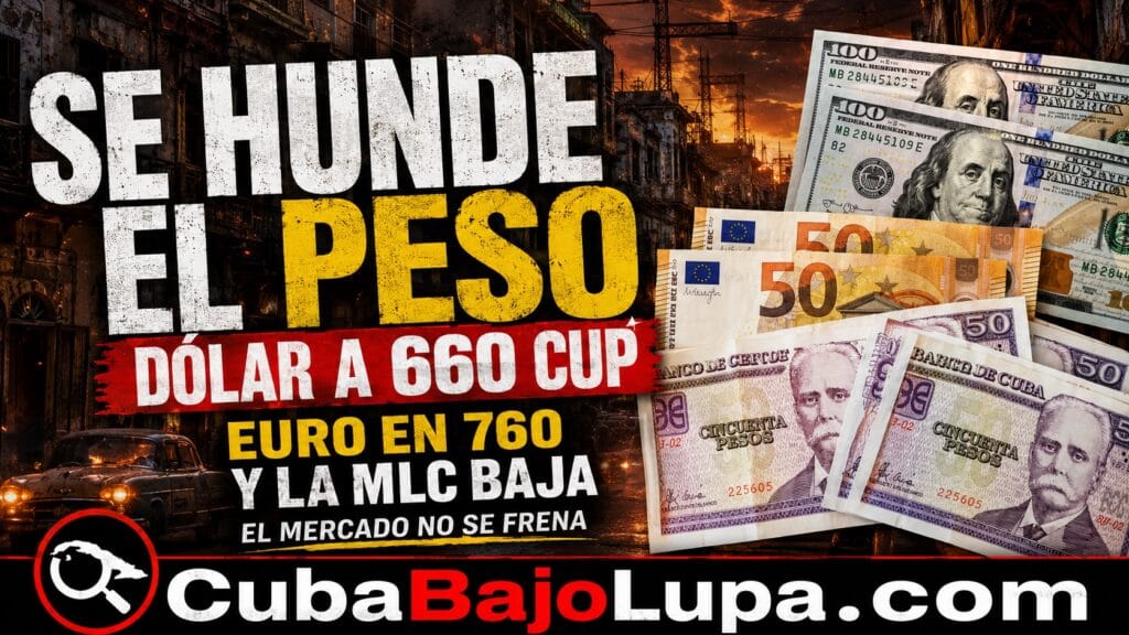 EL PESO CUBANO SE HUNDE: EL DÓLAR SIGUE EN 660 CUP Y EL EURO EN 760