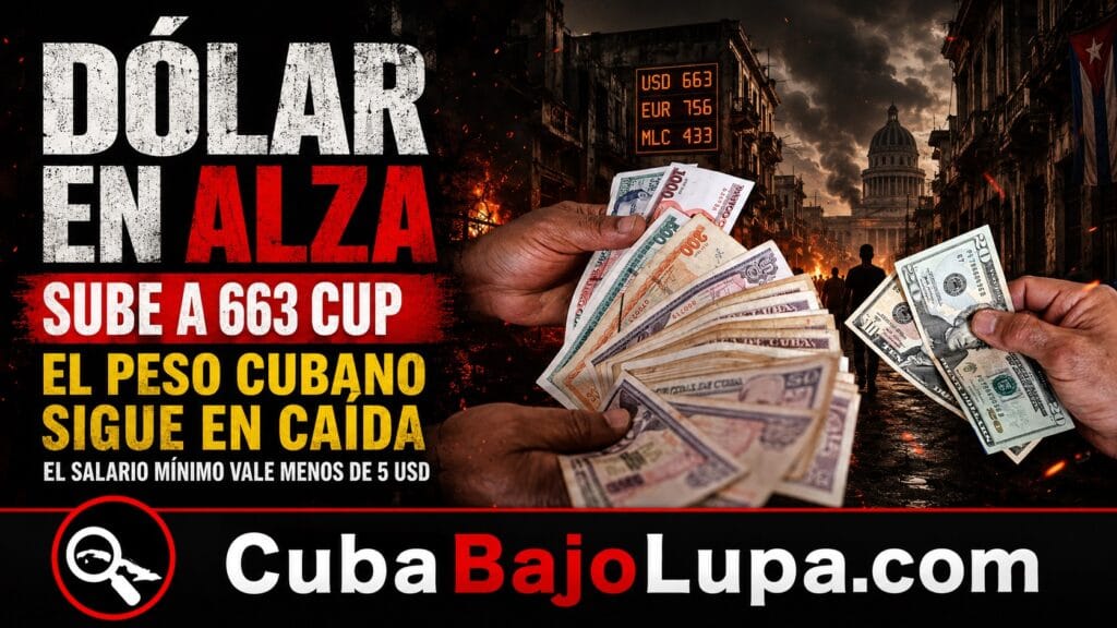 EL DÓLAR SUBE A 663 CUP EN EL MERCADO INFORMAL Y EL SALARIO CUBANO SE HUNDE TODAVÍA MÁS
