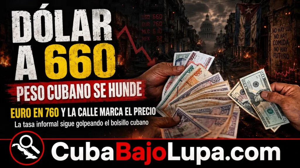 DÓLAR A 660 Y EURO A 760: EL PESO CUBANO SIGUE HUNDIÉNDOSE