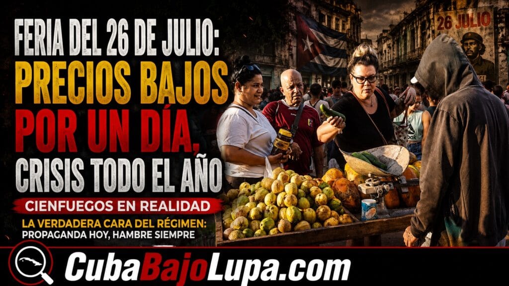 FERIA POR EL 26 DE JULIO EN CIENFUEGOS: EL RÉGIMEN VENDE «REBAJADOS» EL ARROZ, EL BONIATO, EL CARBÓN Y HASTA CARNE DE CERDO