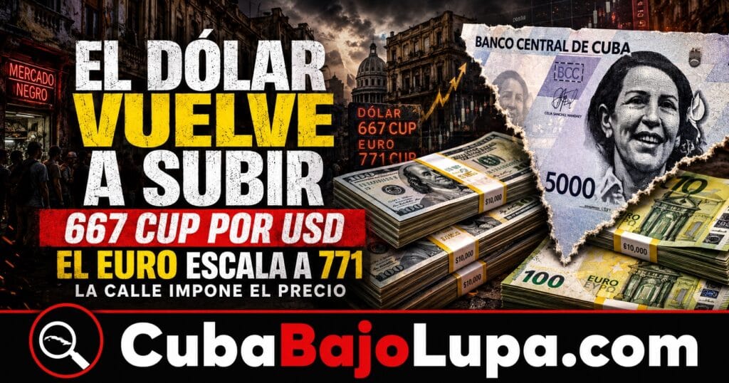 EL DÓLAR SUBE A 667 PESOS Y EL EURO SE DISPARA HASTA 771 EN CUBA