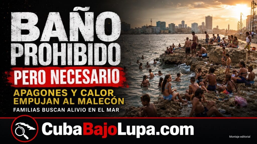 SIN LUZ Y BAJO EL CALOR: CUBANOS CONVIERTEN EL MALECÓN DE LA HABANA EN UNA PLAYA IMPROVISADA