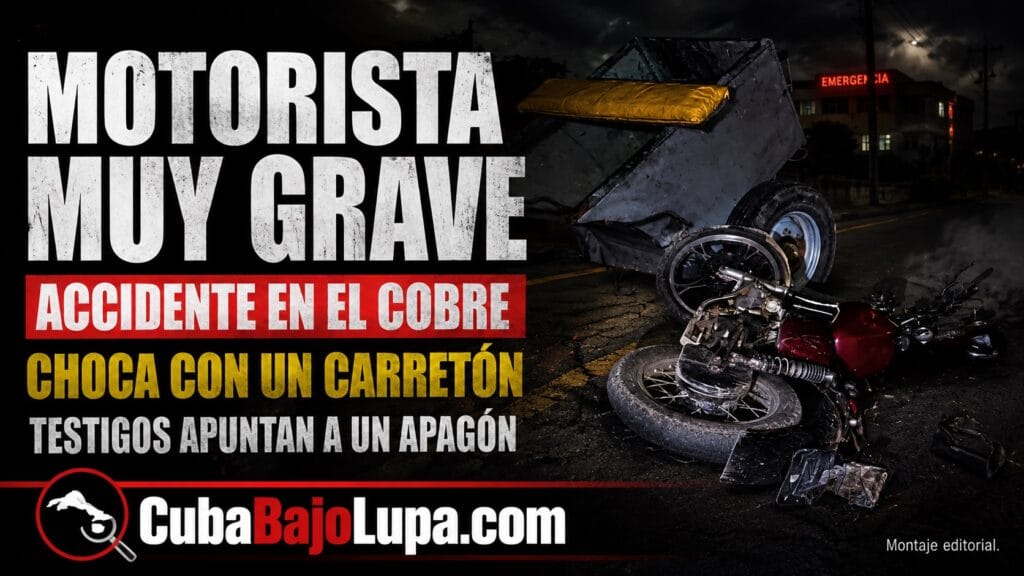 JOVEN MOTORISTA QUEDA EN ESTADO MUY GRAVE TRAS CHOCAR CON UN CARRETÓN EN SANTIAGO DE CUBA
