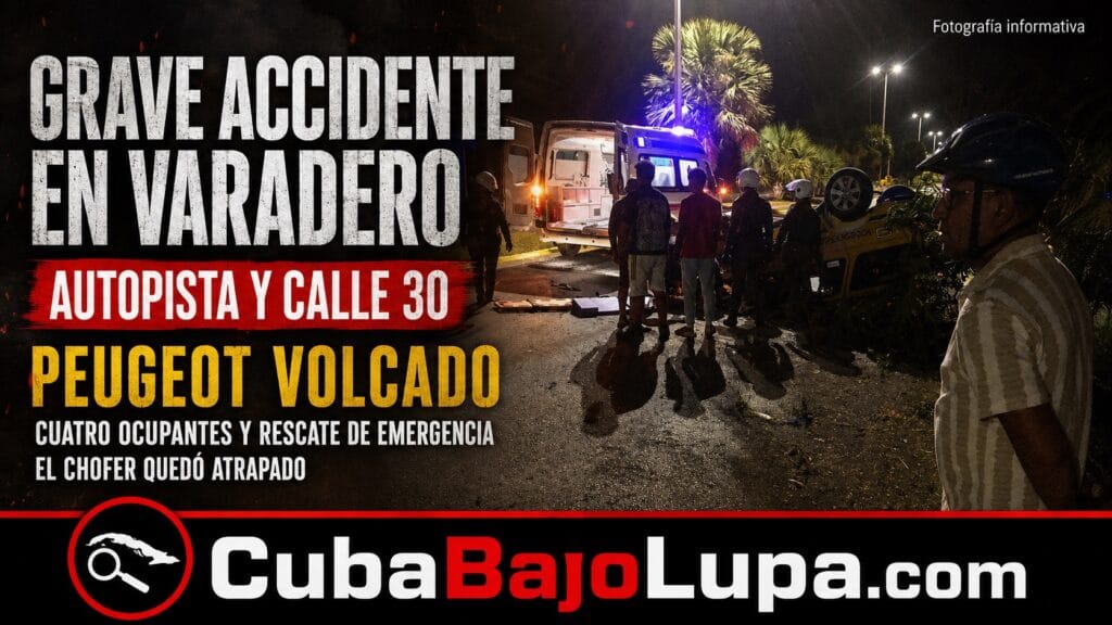 GRAVE ACCIDENTE EN VARADERO: UN PEUGEOT VUELCA TRAS DAR VARIAS VUELTAS Y DEJA CUATRO PERSONAS LESIONADAS