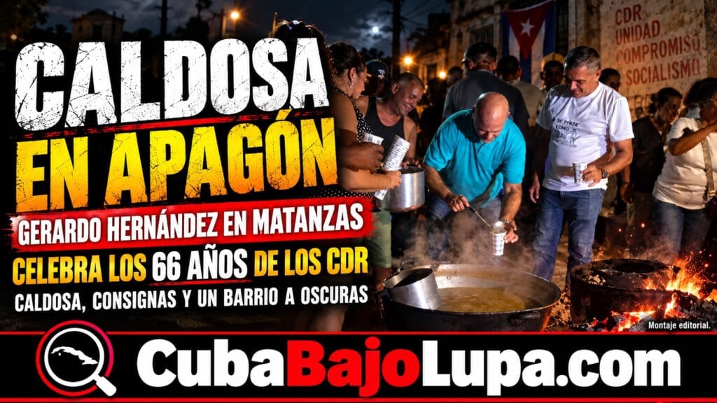GERARDO HERNÁNDEZ CELEBRA LOS 66 AÑOS DE LOS CDR TOMANDO CALDOSA EN MEDIO DE UN APAGÓN EN MATANZAS