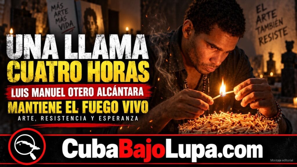 LUIS MANUEL OTERO ALCÁNTARA MANTIENE UNA LLAMA VIVA DURANTE CUATRO HORAS EN UNA NUEVA ACCIÓN ARTÍSTICA EN MIAMI