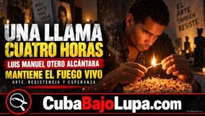 LUIS MANUEL OTERO ALCÁNTARA MANTIENE UNA LLAMA VIVA DURANTE CUATRO HORAS EN UNA NUEVA ACCIÓN ARTÍSTICA EN MIAMI