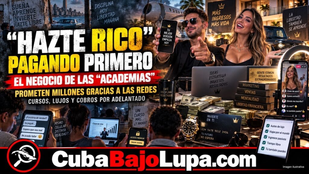 “HAZTE RICO” PAGANDO PRIMERO: EL NEGOCIO DE LAS «ACADEMIAS» DE CUBANOS QUE PROMETEN HACERTE MILLONARIO GRACIAS A LAS REDES SOCIALES