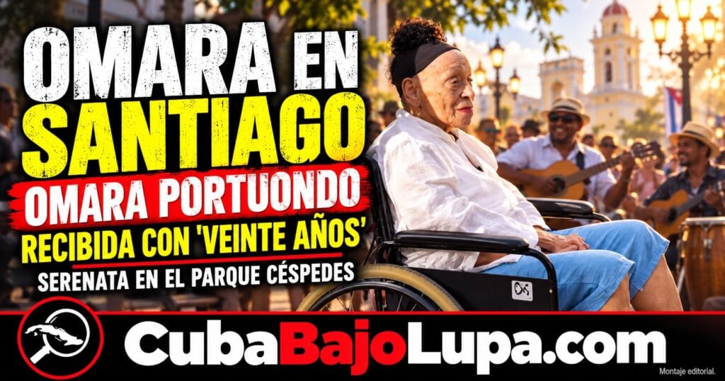 OMARA PORTUONDO LLEGA A SANTIAGO DE CUBA EN SILLA DE RUEDAS Y ES RECIBIDA CON UNA SERENATA EN EL PARQUE CÉSPEDES