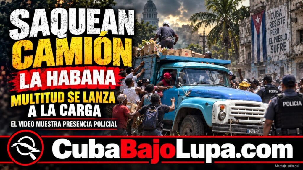 DECENAS DE CUBANOS INTERCEPTARON CAMIÓN CARGADO DE BOTELLAS DE ACEITE EN PLENA CALLE EN LA HABANA Y ROBARON TODA LA MERCANCÍA