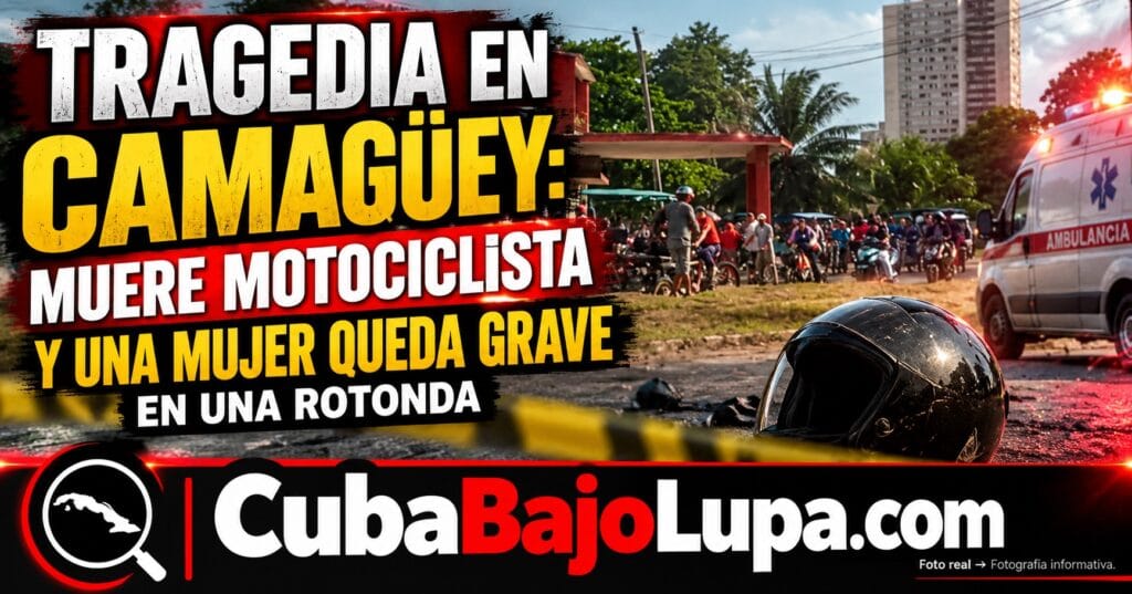MUERE MOTOCICLISTA EN CAMAGÜEY TRAS CHOCAR CONTRA UNA COLUMNA; UNA MUJER QUEDA GRAVE