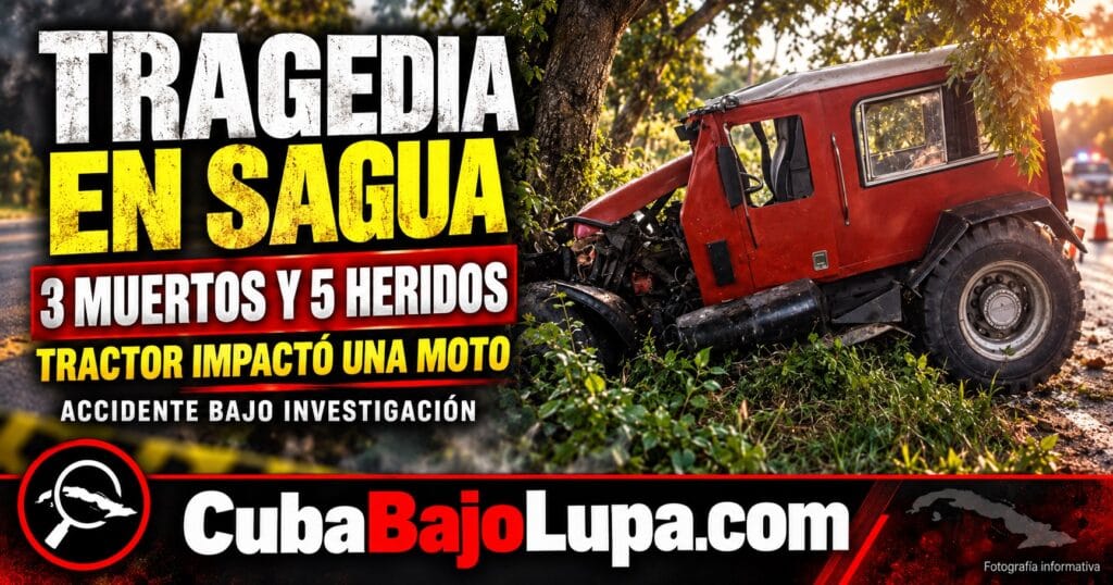 TRAGEDIA EN SAGUA DE TÁNAMO: TRES MUERTOS Y CINCO LESIONADOS TRAS ACCIDENTE CON UN TRACTOR