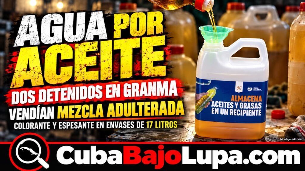 DETENIDOS EN GRANMA DOS HOMBRES ACUSADOS DE VENDER AGUA CON COLORANTE COMO SI FUERA ACEITE DE COCINA