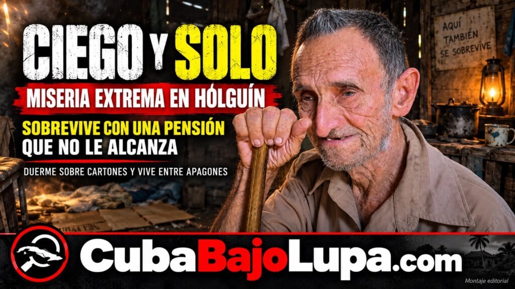 ANCIANO CIEGO SOBREVIVE SOLO EN HOLGUÍN ENTRE HAMBRE, APAGONES Y UNA PENSIÓN QUE CASI SE VA EN TRANSPORTE AL HOSPITAL