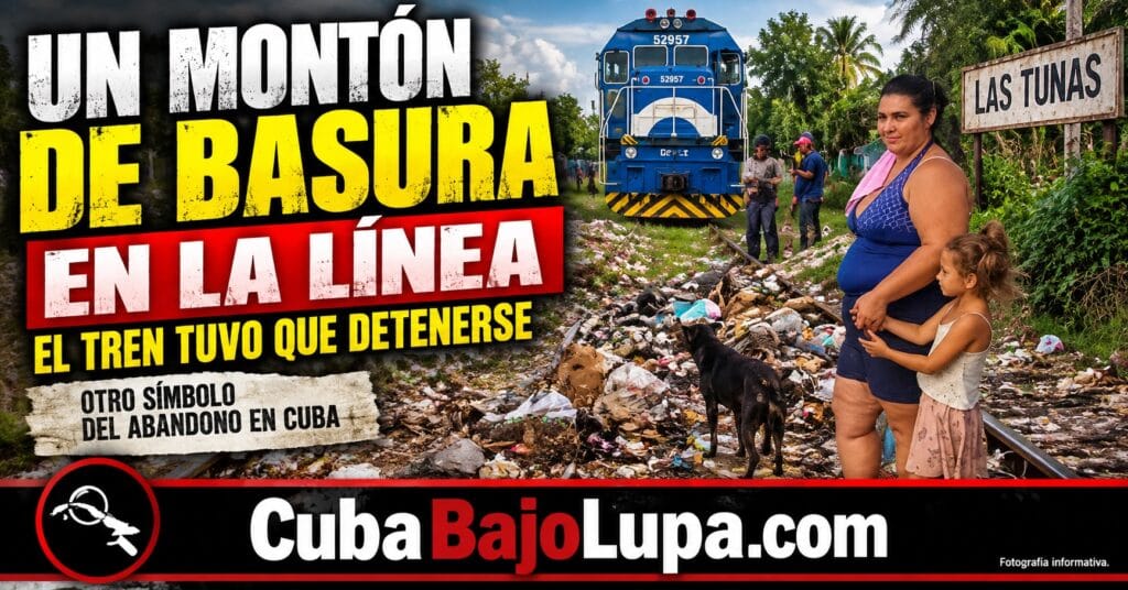 BASURA EN LA VÍA FÉRREA DE LAS TUNAS PROVOCA QUE EL TREN QUE CUBRÍA LA RUTA HABANA – GUANTÁNAMO PASARA HORAS DETENIDO