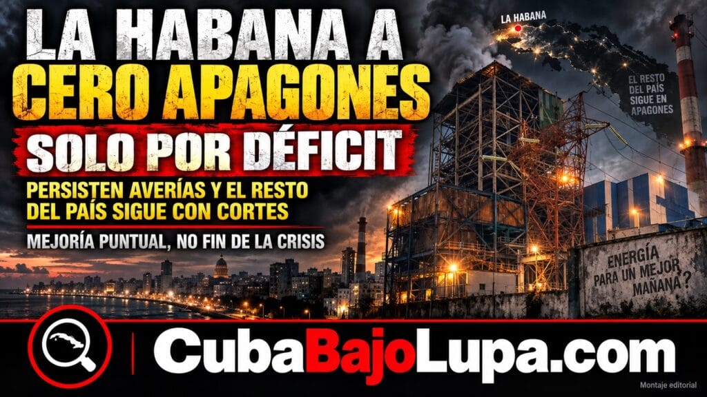 RÉGIMEN ASEGURA QUE LA HABANA LLEGÓ HOY A CERO APAGONES POR DÉFICIT DE GENERACIÓN Y QUE EN EL RESTO DEL PAÍS TAMBIÉN HAY MENOS AFECTACIONES