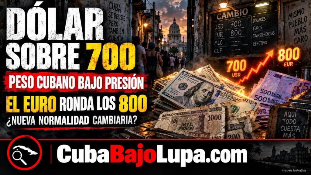 DÓLAR EN CUBA SUPERA LOS 700 CUP Y EL EURO ROMPE LA BARRERA DE LOS 800 CUP EN EL MERCADO INFORMAL