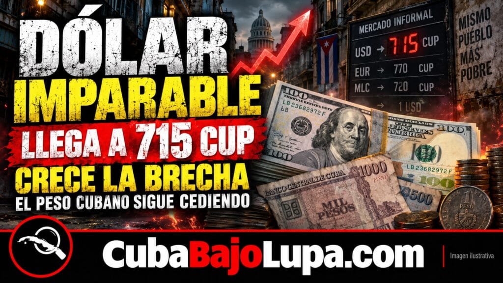 DÓLAR EN CUBA TOCA LOS 715 CUP Y EL PESO SIGUE CEDIENDO: LA BRECHA CON LA TASA OFICIAL SE MANTIENE