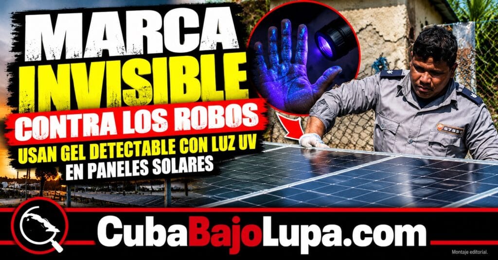 MARCA INVISIBLE CONTRA LOS ROBOS: USAN GEL DETECTABLE CON LUZ ULTRAVIOLETA EN PANELES SOLARES ESTATALES