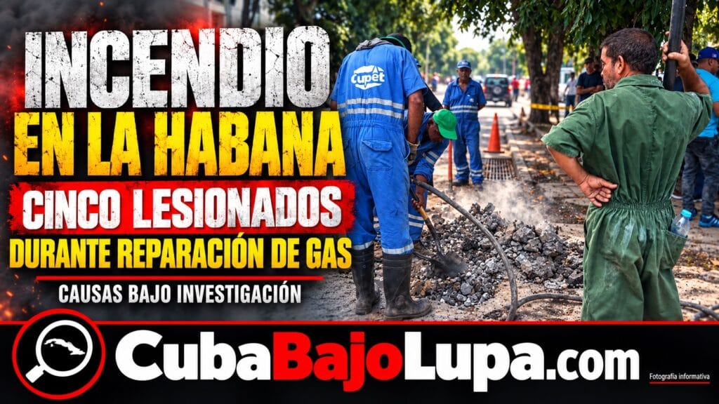 EXPLOSIÓN E INCENDIO DURANTE REPARACIÓN DE TUBERÍAS DE GAS EN LA HABANA DEJA CINCO TRABAJADORES LESIONADOS