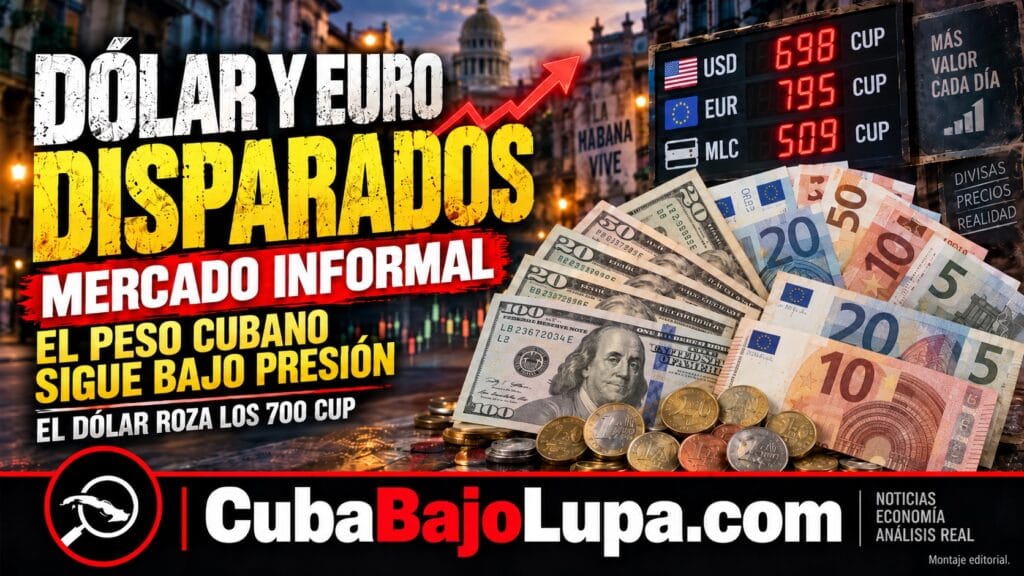 EL DÓLAR ROZA LOS 700 CUP Y EL EURO SE ACERCA A 800 EN MEDIO DE NUEVA PRESIÓN SOBRE EL PESO CUBANO