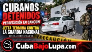 CUATRO CUBANOS PERSEGUIDOS EN CANCÚN TERMINAN ENTRELLANDO SU AUTOMÓVIL CONTRA LA PROPIA SEDE DE LA GUARDIA NACIONAL