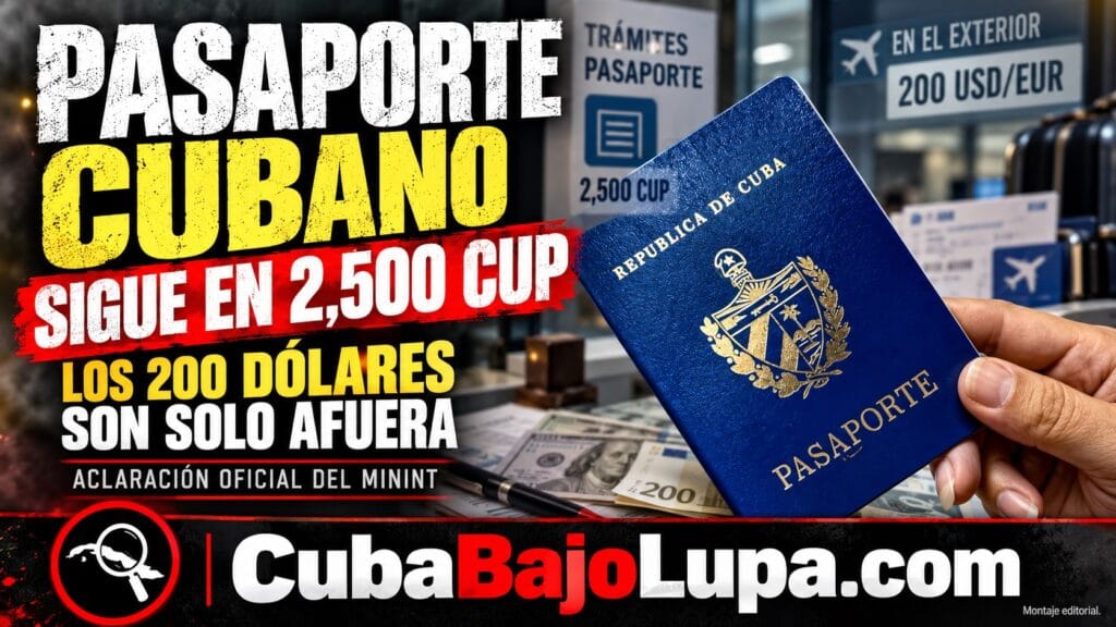 EL PASAPORTE CUBANO DENTRO DE LA ISLA SIGUE COSTANDO 2,500 PESOS: EL AUMENTO A 200 DÓLARES ES SOLO EN EL EXTERIOR