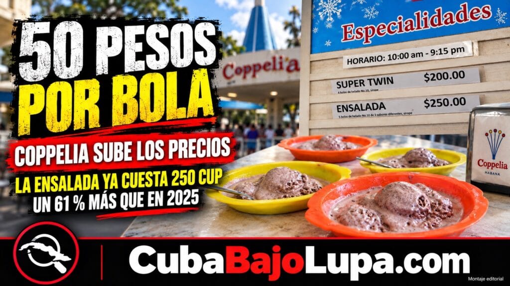 COPPELIA SUBE SUS PRECIOS EN LA HABANA: LA ENSALADA DE CINCO BOLAS YA CUESTA 250 PESOS