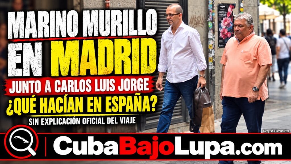 FOTOGRAFÍAN A MARINO MURILLO POR LAS CALLES DE MADRID JUNTO A UN ALTO FUNCIONARIO DE COMERCIO EXTERIOR CUBANO