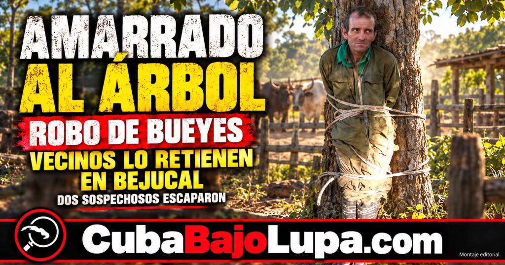 INTENTO DE ROBO DE BUEYES EN MAYABEQUE TERMINA CON UN SOSPECHOSO AMARRADO A UN ÁRBOL POR VECINOS