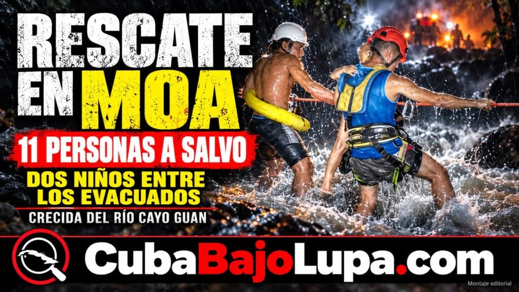 RESCATAN A 11 PERSONAS, ENTRE ELLAS DOS MENORES, TRAS FUERTE CRECIDA DEL RÍO CAYO GUAN EN MOA