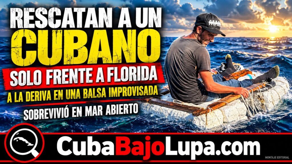 RESCATAN CON VIDA A UN CUBANO QUE ESTABA SOLO EN UNA BALSA IMPROVISADA FRENTE A LAS COSTAS DE FLORIDA